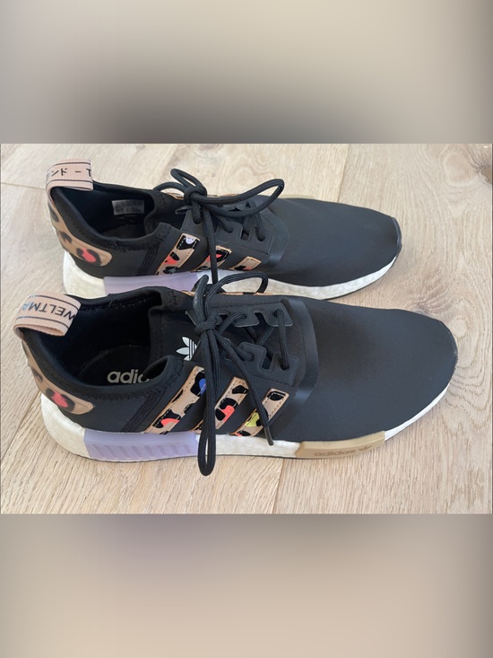 adidas Shoes - adidas Women’s Black Sneakers with Multicolor Leopard Accents Size 8.5